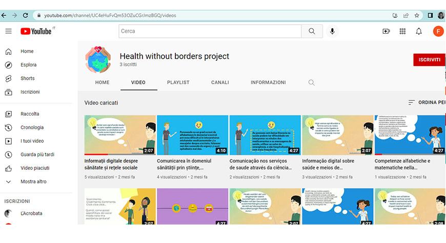Lanciato il canale YouTube del progetto Health Without Borders