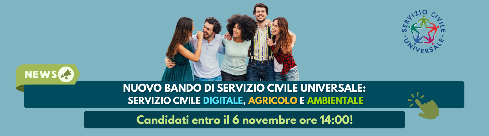 BANDO APERTO: SERVIZIO CIVILE DIGITALE, AMBIENTALE E AGRICOLO